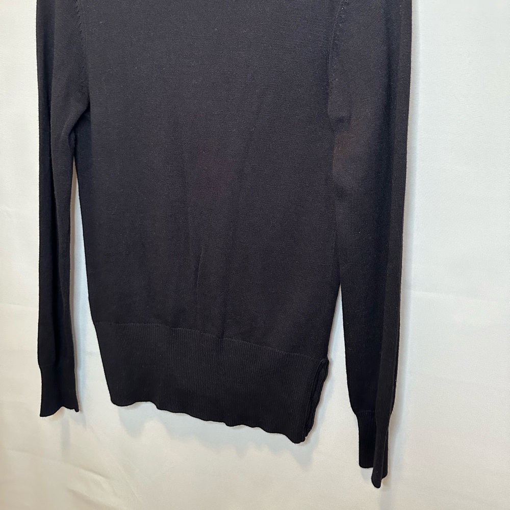 Apostrophe Sweater Cardigan Knit Front Buttons Pockets Black XS Preppy Stretchy - Picture 6 of 9